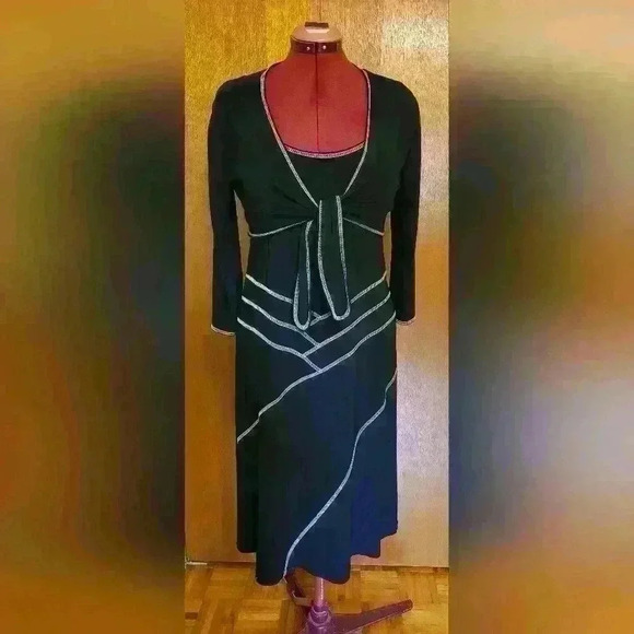 Frank Lyman Design Dresses & Skirts - Frank Lyman Design | Black Dress with White Détails with Cardigan, Size  14
